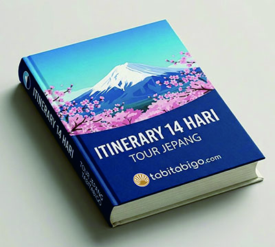 Banner promosi download e-book PDF Itinerary Jepang 14 hari rute Golden Route Tokyo Kyoto Osaka dari Tabitabigo